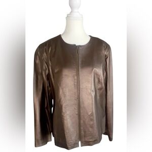 NWT Terry Lewis Women's Metallic Brown Leather Jacket